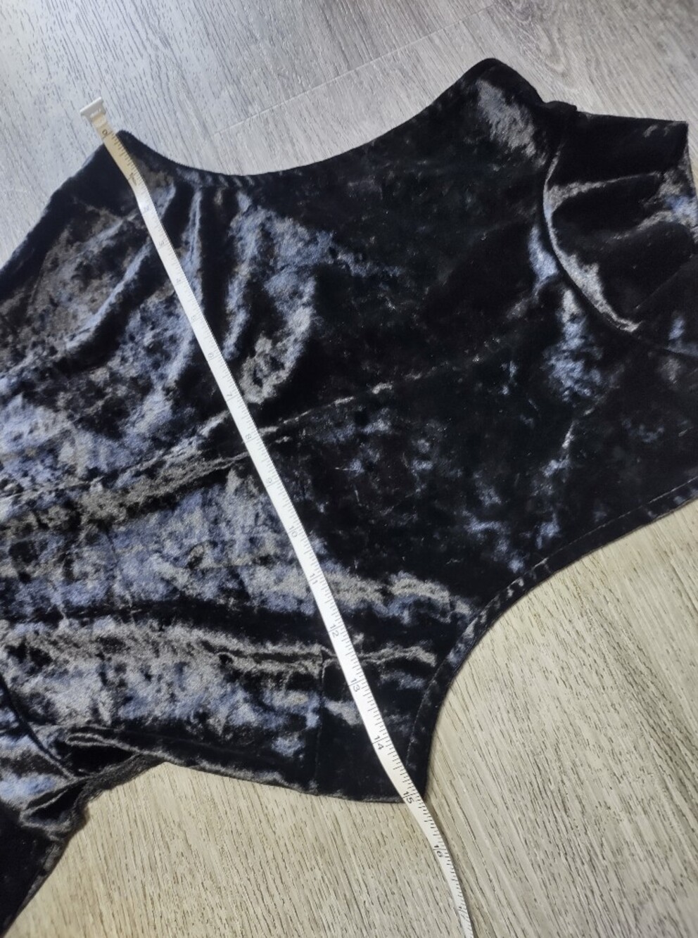 Revamped Black Crushed Velvet Mock Neck Skater Romper Dress - Picture 10 of 12